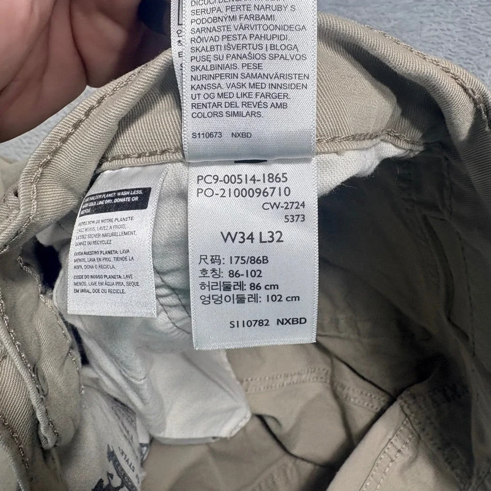Levi's 514 Straight Fit Pants Mens 34x32 Khaki Tan Stretch Cotton Twill Chinos